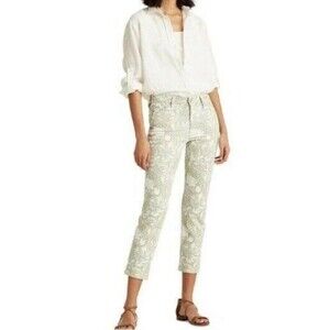 Lauren Ralph Lauren Premier Straight Ankle Jeans White&Green Size 10